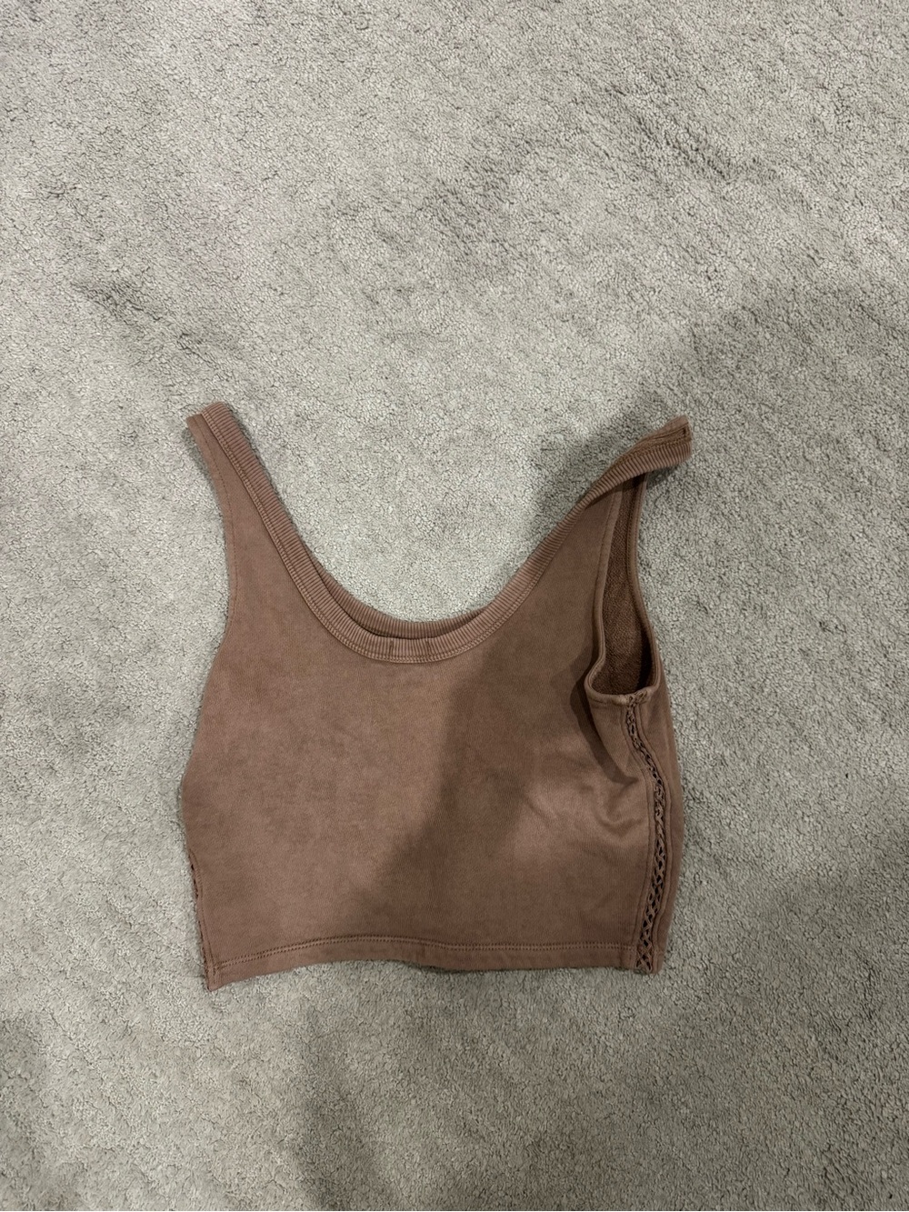 aerie Brown Ribbed Cropped Tank Top